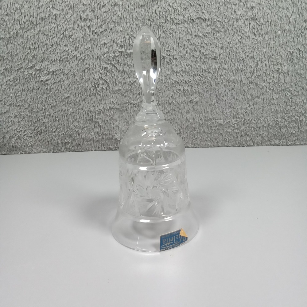 Violetta Hand Cut 24% Lead‎ Crystal Bell Made in Poland Starburst Pattern 7.5in